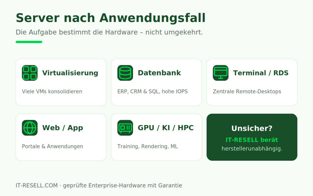 Virtualisierungs-, Datenbank-, Terminal-, Web- und GPU-Server im Überblick