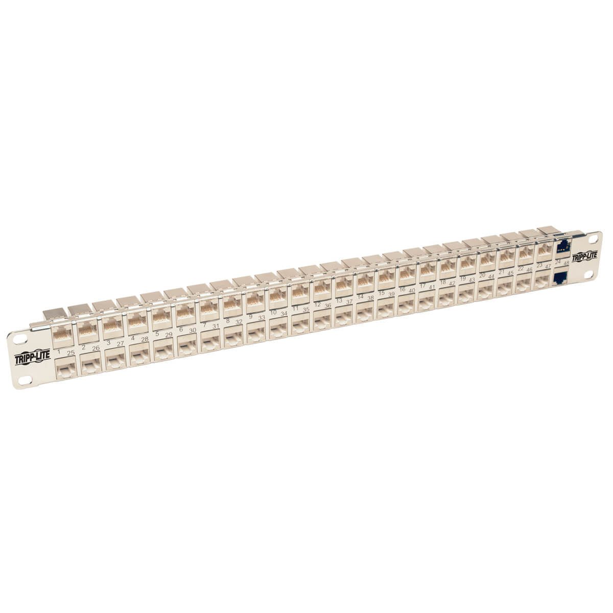 Eaton Tripp Lite Series 48 - Port Cat6a Patch Panel Rackmount Shielded Feedthrough RJ45 1U - Patch Panel - CAT 6a - STP - RJ - 45 X 48 - 1U - 48.3 cm (19