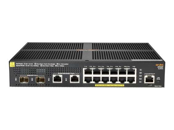 HPE Aruba 2930F 12G PoE+ 2G/2SFP+ - Switch - L3 - managed - 12 x 10/100/1000 (PoE+) - IT - RESELL