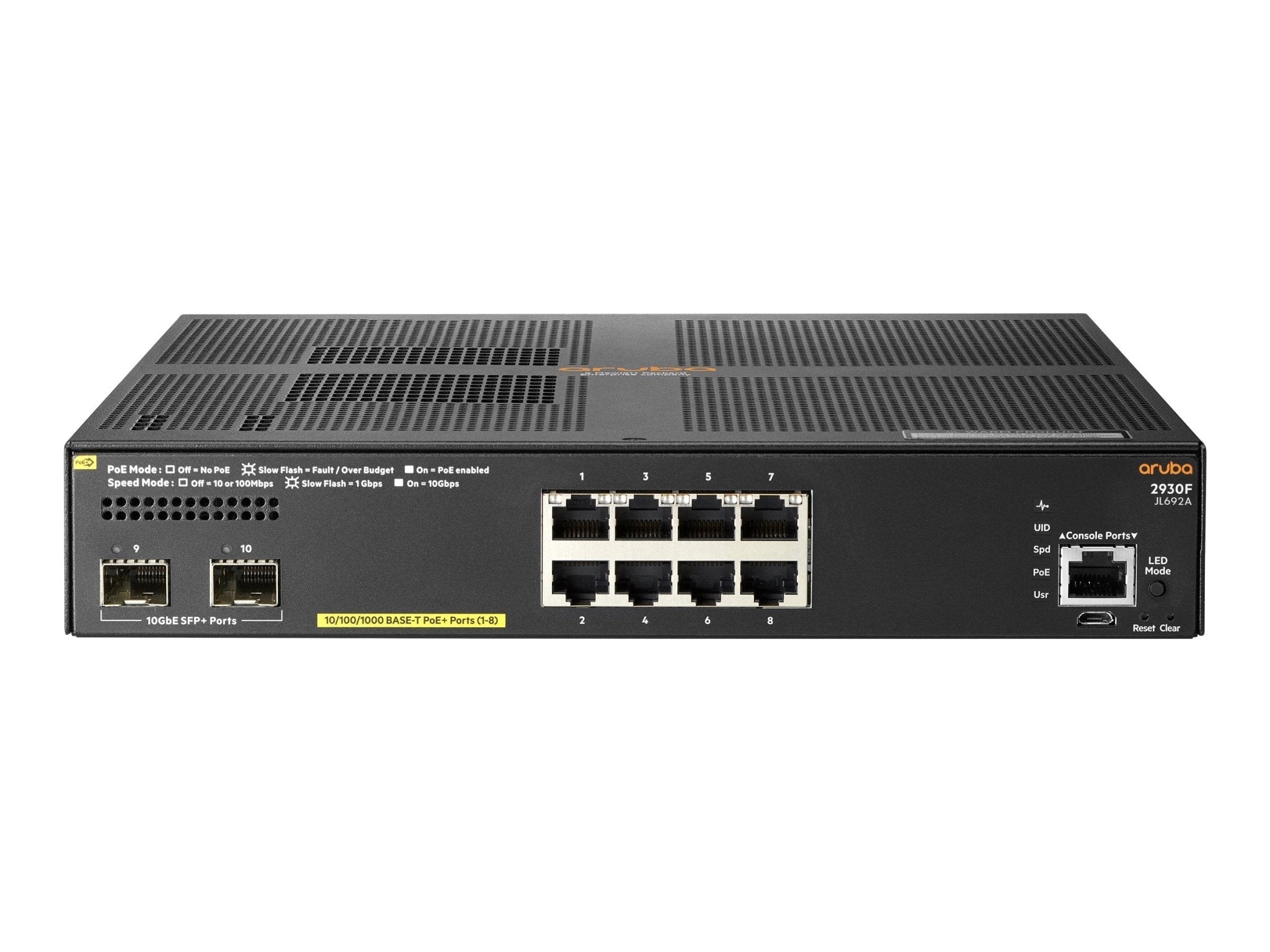 HPE Aruba 2930F 8G PoE+ 2SFP+ TAA - Switch - L3 - managed - 8 x 10/100/1000 (PoE+) - IT - RESELL