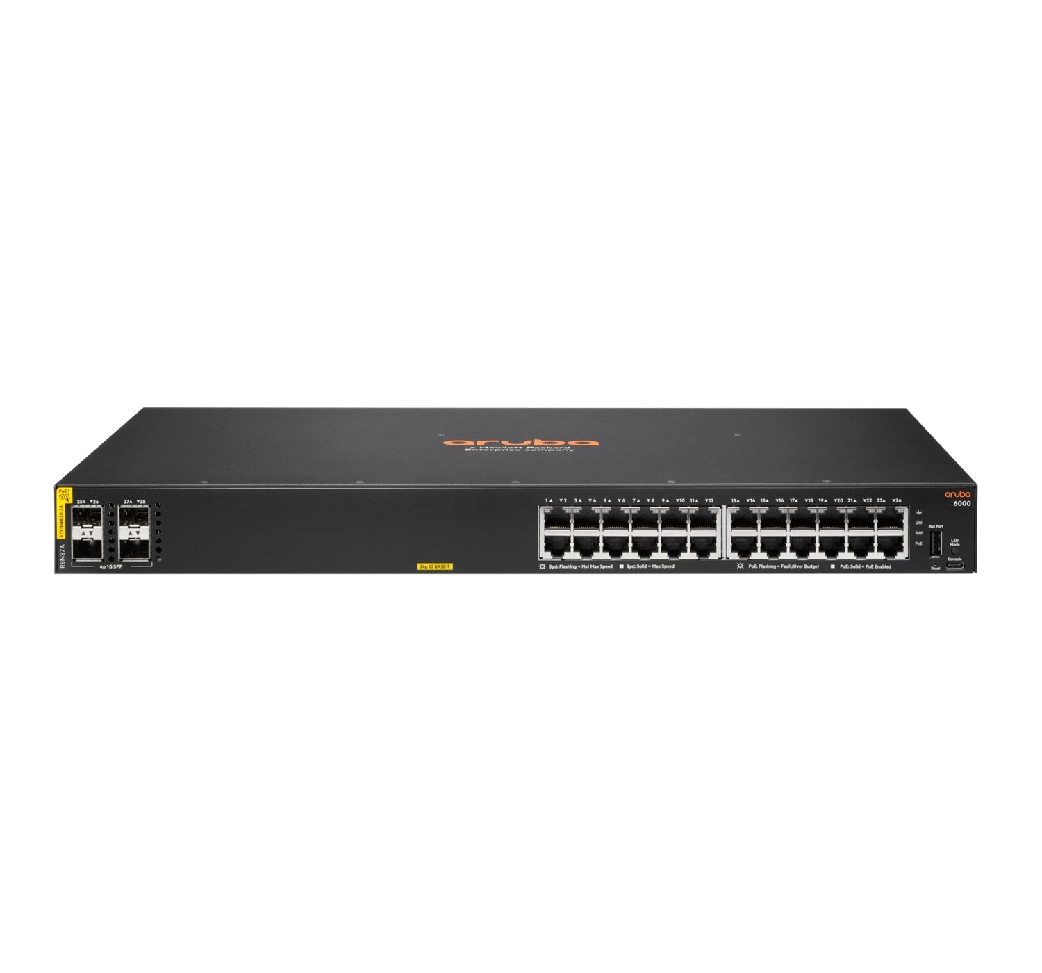 HPE Aruba 6000 24G Class4 PoE 4SFP 370W Switch - Switch - managed - 24 x 10/100/1000 (PoE+) - IT - RESELL