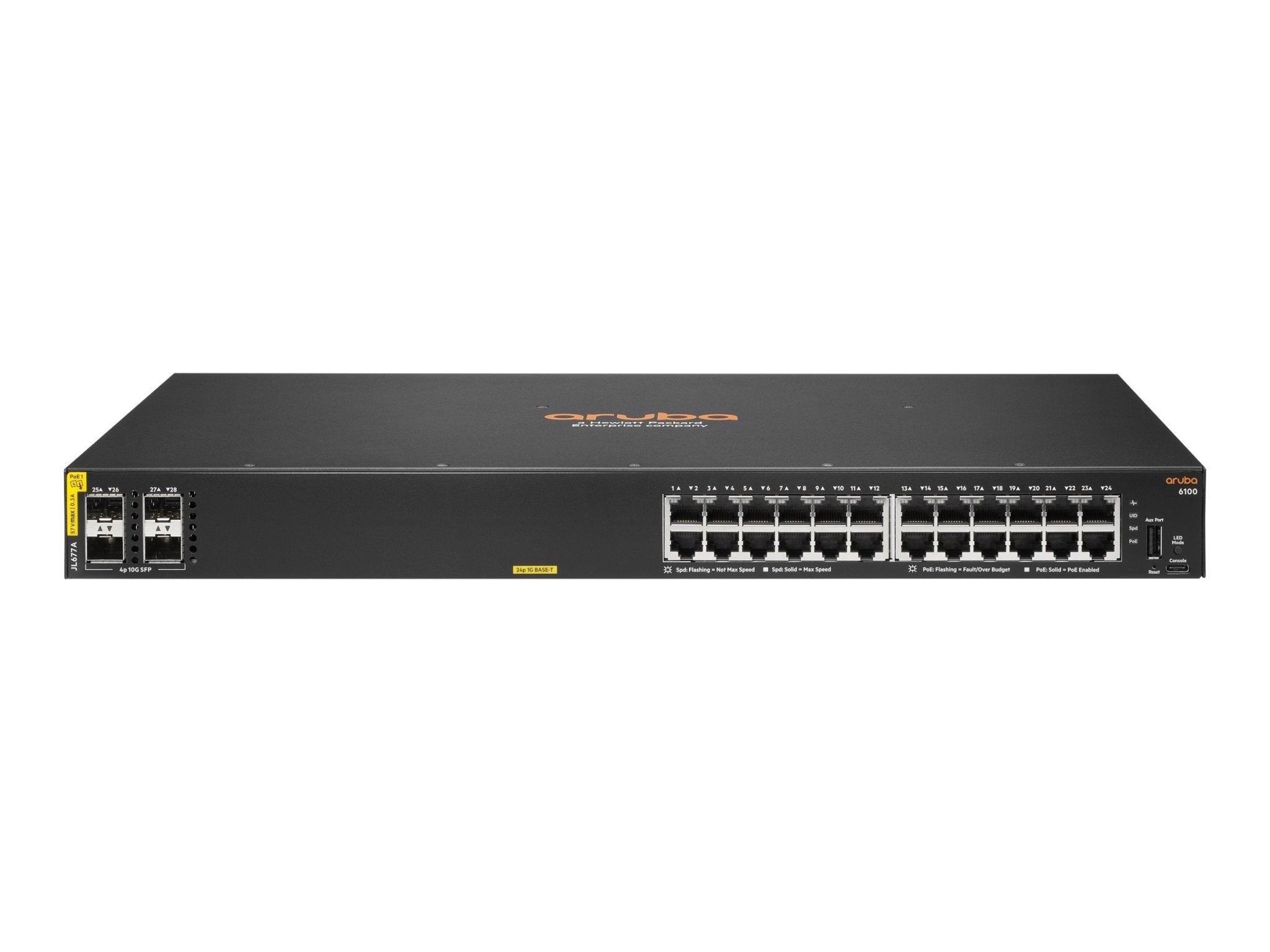 HPE Aruba 6100 24G Class4 PoE 4SFP+ - Switch - managed - 24 x 10/100/1000 (PoE+) - IT - RESELL