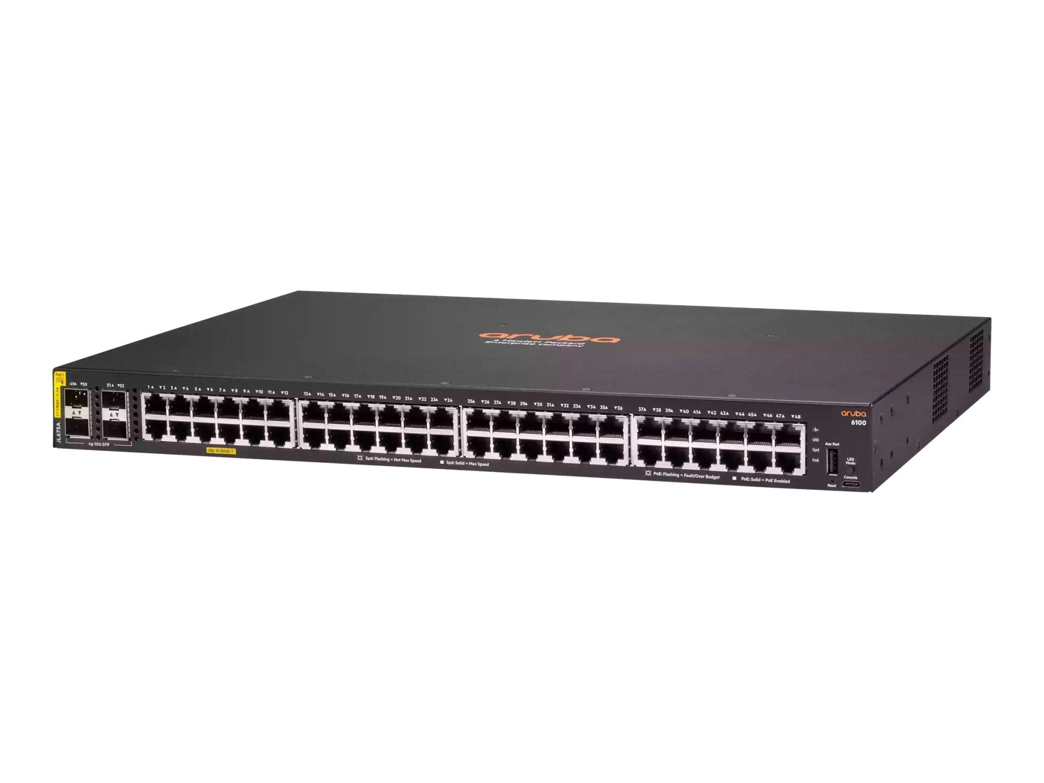 HPE Aruba 6100 48G Class4 PoE 4SFP+ 370W Switch - Switch - managed - 48 x 10/100/1000 (PoE+) - IT - RESELL