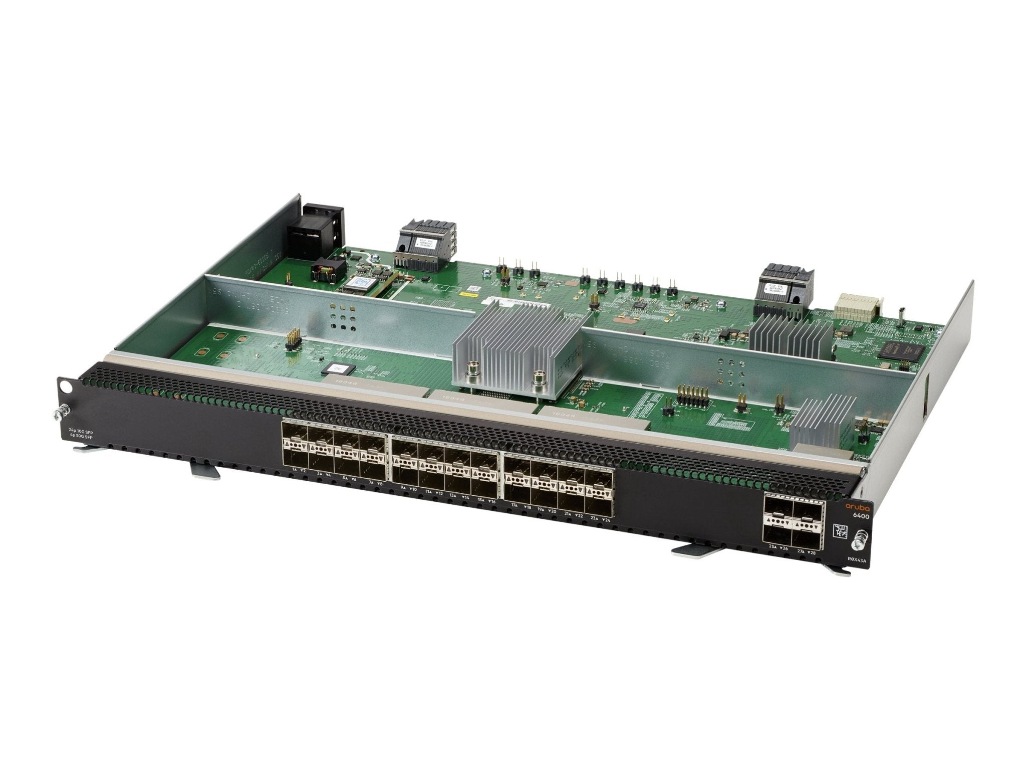 HPE Aruba 6400 - Erweiterungsmodul - 100M/1G/10 Gigabit Ethernet x 24 + 1Gb Ethernet/10Gb Ethernet/25Gb Ethernet/50Gb Ethernet SFP56 x 4 - IT - RESELL