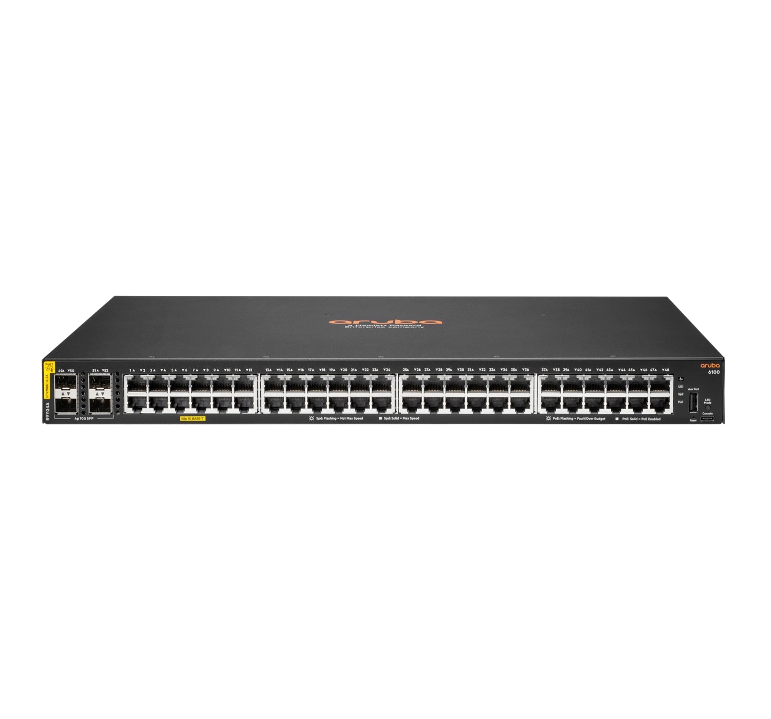 HPE Aruba Networking CX 6100 48G Class4 PoE 4SFP+ 740W Switch - Switch - L3 - managed - 48 x 10/100/1000 (PoE+) - IT - RESELL
