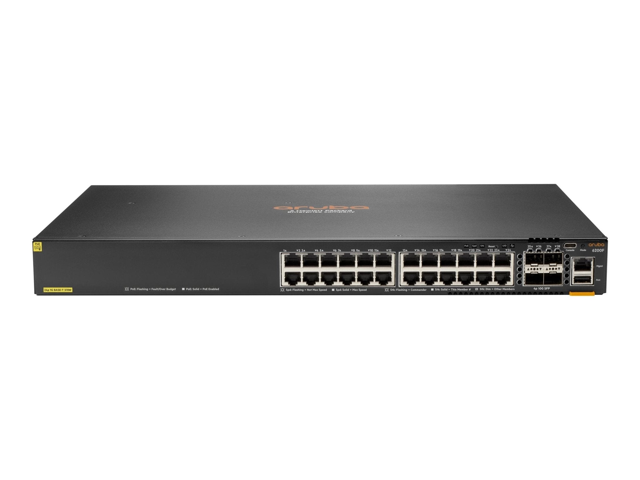 HPE Aruba Networking CX 6200F 24G Class - 4 PoE 4SFP+ 370W TAA Switch - Switch - max. Stapelentfernung 10 km - L3 - managed - 24 x 10/100/1000 (PoE+) - IT - RESELL
