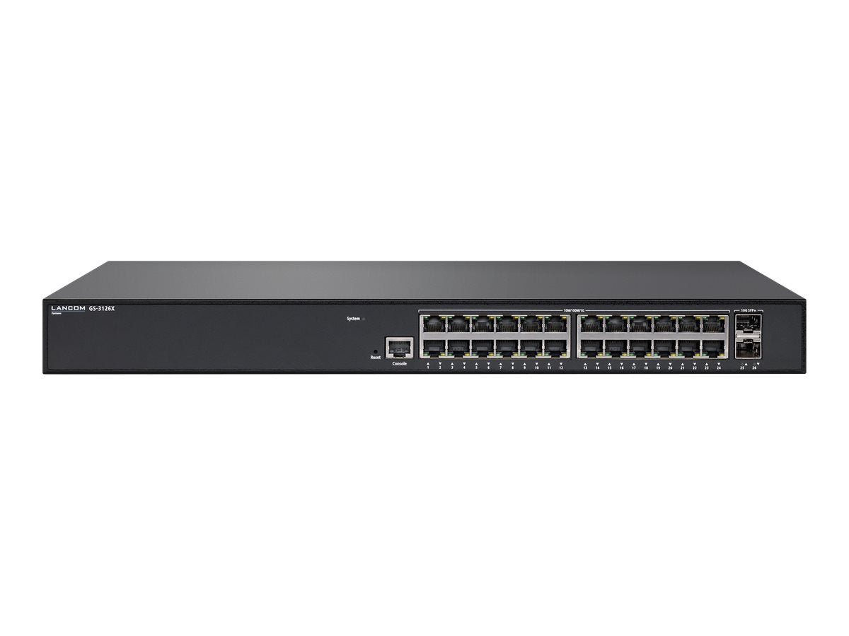 Lancom GS - 3126X - Switch - L3 Lite - managed - 24 x 10/100/1000 + 2 x 10 Gigabit SFP+ (Uplink) - IT - RESELL