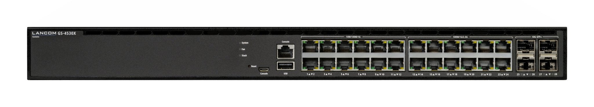 Lancom GS - 4530X - Switch - managed - 12 x 10/100/1000 + 12 x 100/1000/2.5G + 4 x 1 Gigabit / 10 Gigabit SFP+ + 2 x 10/40 Gigabit QSFP+ - IT - RESELL