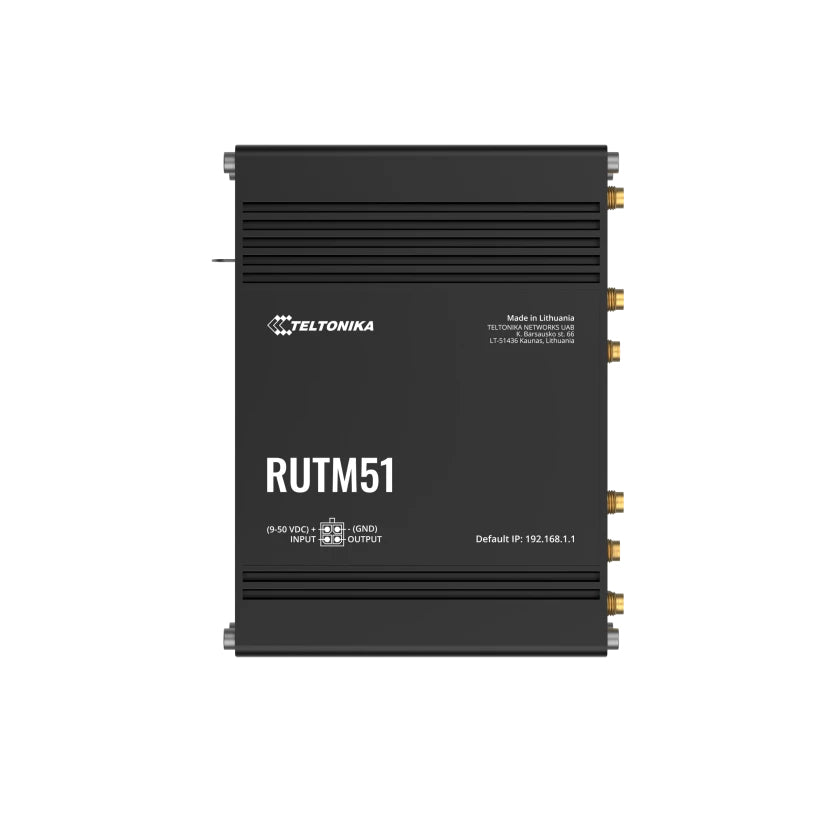 Teltonika RUTM51, Wi - Fi 5 (802.11ac), Dual - Band (2,4 GHz/5 GHz), Ethernet/LAN, 5G, Schwarz, Industrieller Router - IT - RESELL
