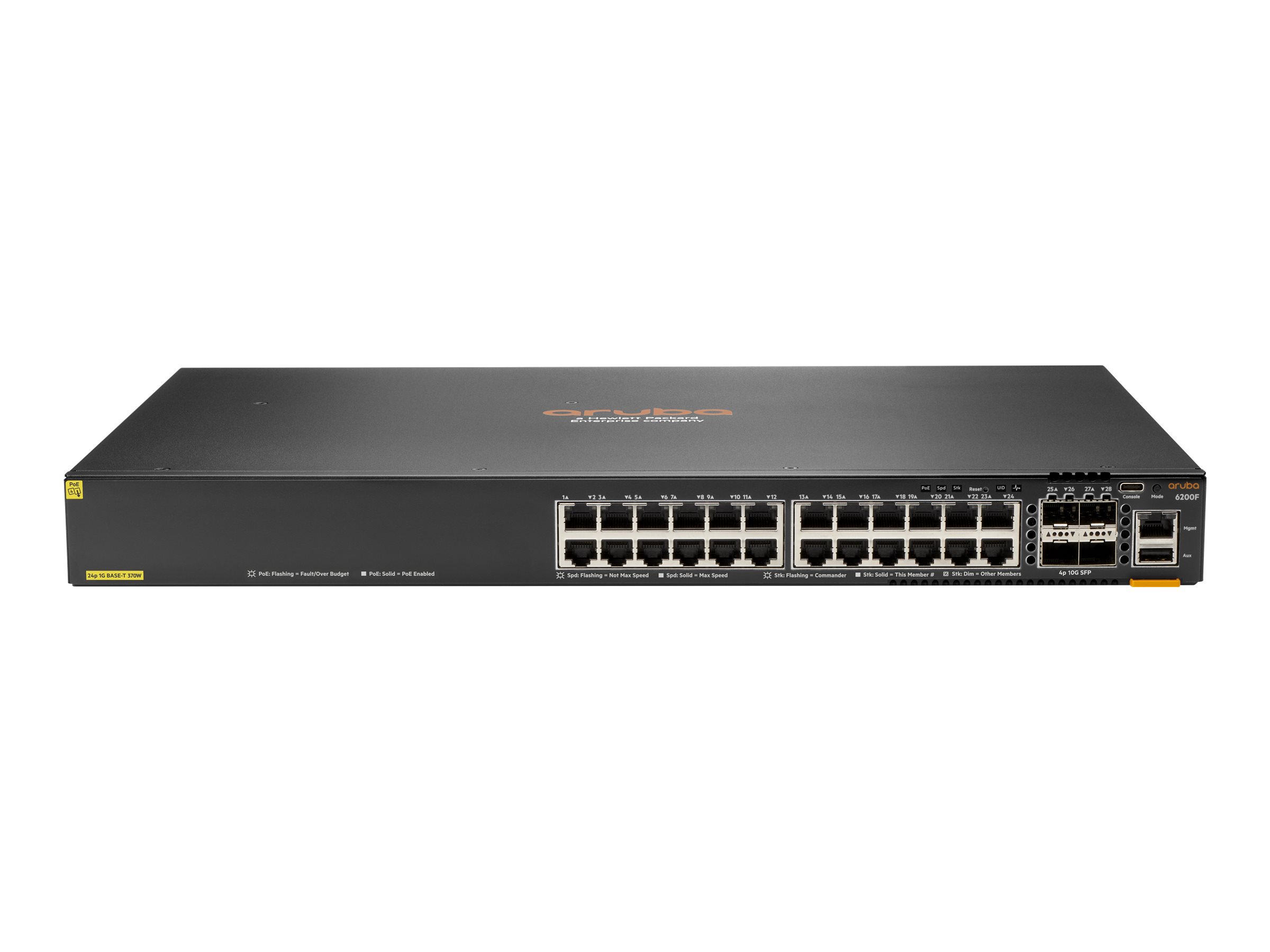 S0G14A - HPE Aruba CX 6200F 24G PoE+ 4SFP Switch, 370W, 10km Stacking, L3, 24x 10/100/1000