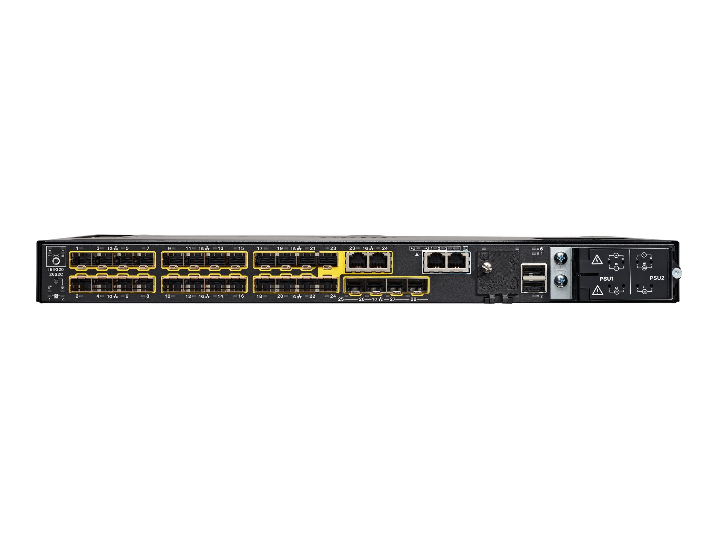 IE-9320-26S2C-A - Cisco Catalyst IE9320 Rugged Switch, 22x Gigabit SFP + 2x Combo 10/100/1000Base-T/FX SFP + 4x Gigabit SFP