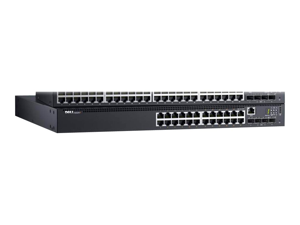 463-7265 - Dell Networking N1524P - Switch - L2+ - managed - 24 x 10/100/1000 + 4 x 10 Gigabit SFP+ - Flujo de aire de adelante hacia atrás - an Rack montable - PoE+ (30.8 W)