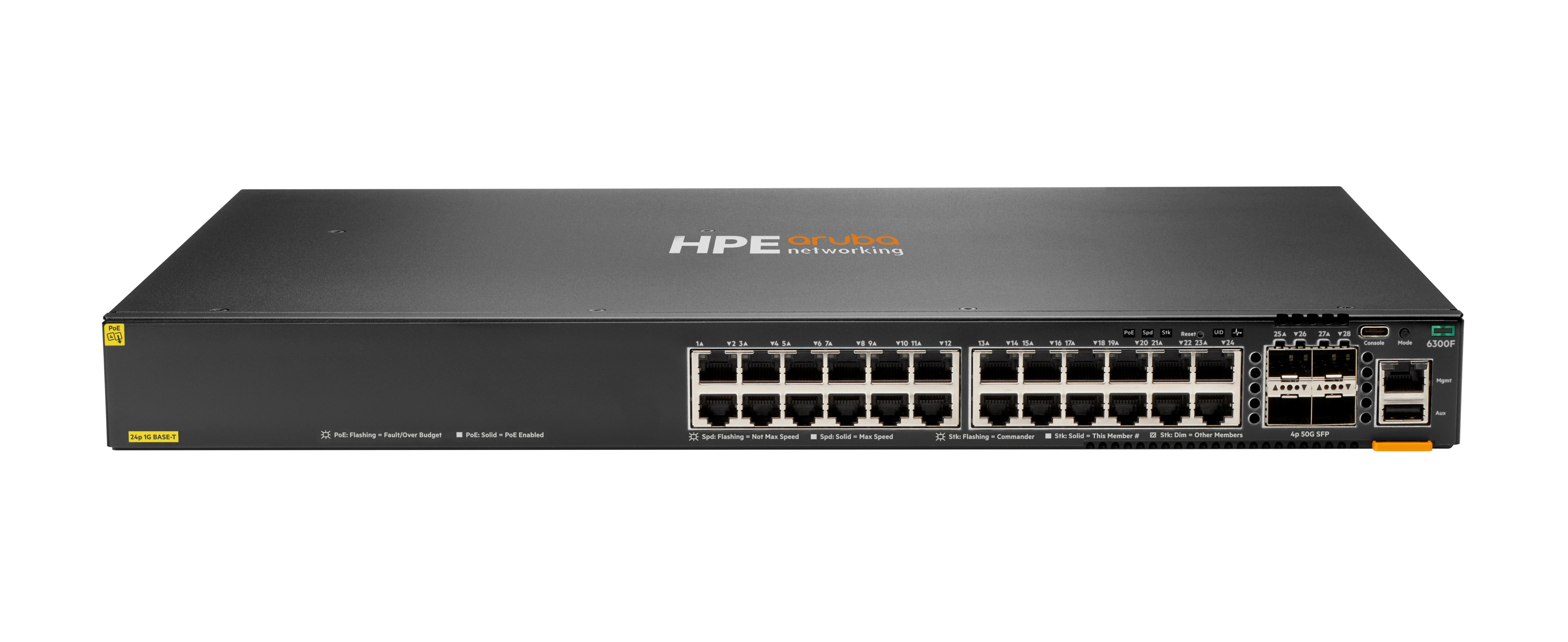 JL666A - HPE Aruba 6300F 24-port Managed L3 Switch with 24 x 10/100/1000 PoE+