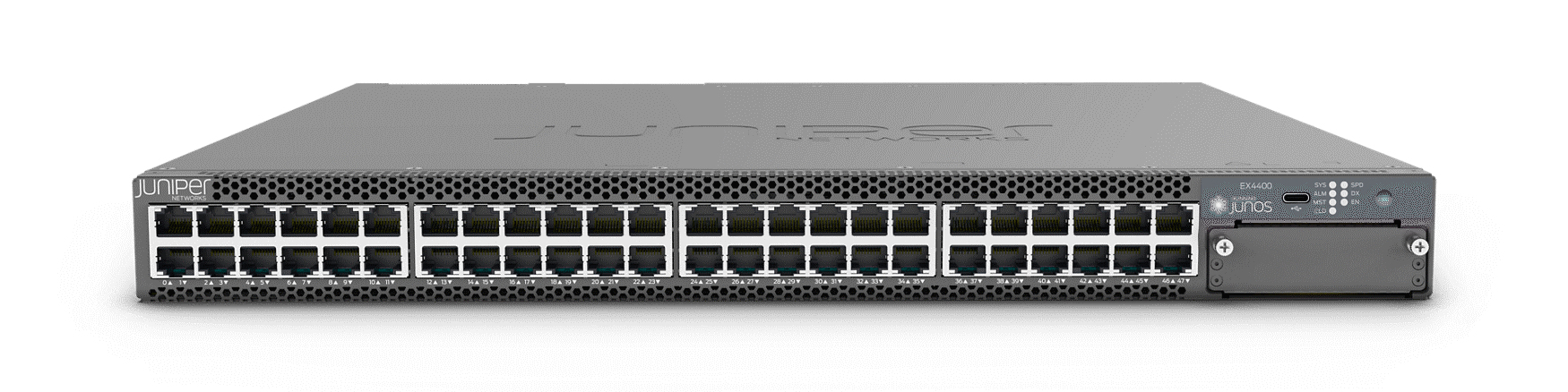 EX4400-48T-AFI - Juniper EX Series EX4400-48T - Switch - L3 - managed - 48 x 1000Base-T + 2 x 100 Gigabit (Stacking)