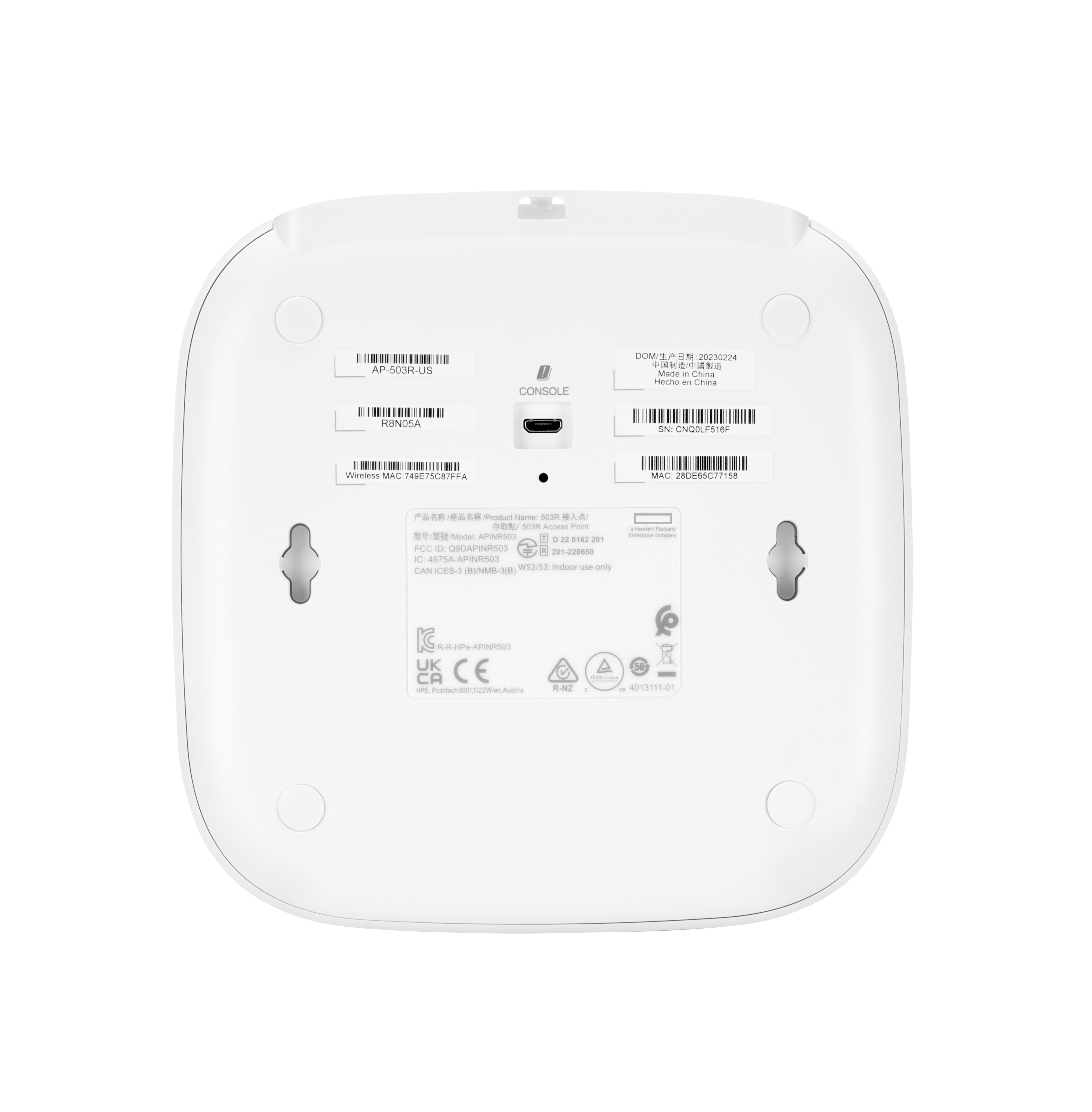S2Q91A - Punto de acceso HPE Aruba AP-500 - Wi-Fi 6 - Interior - Antenas internas