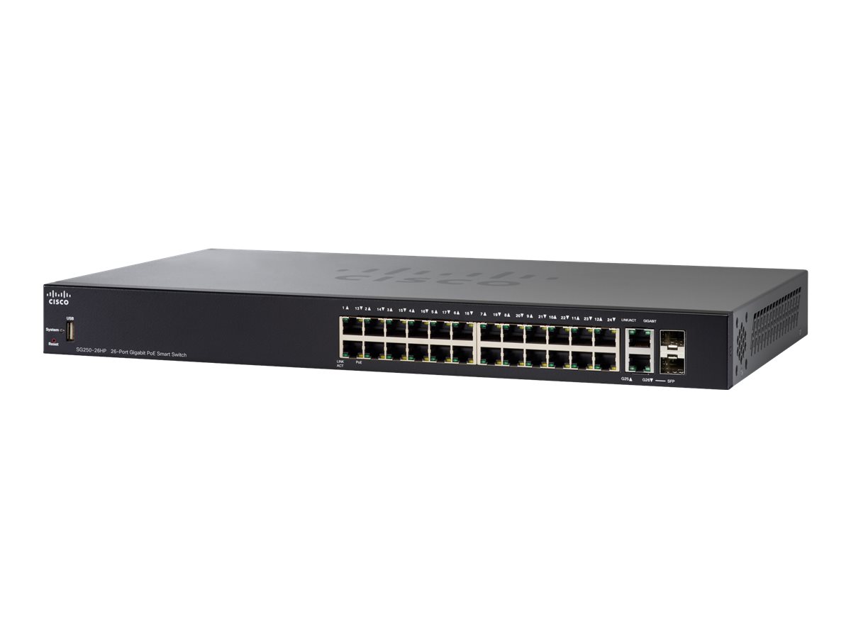 SG250-26HP-K9-EU - Cisco 250 Series SG250-26HP - Switch - Smart - 24 x 10/100/1000 (PoE+)