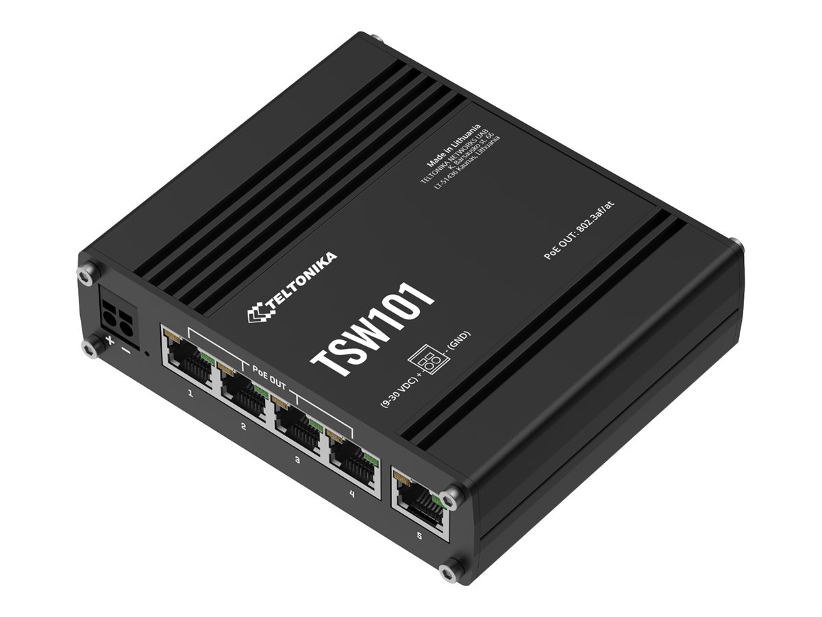 TSW101 - Teltonika TSW101 - Switch - automotive switch - 5 x 10/100/1000 (4 PoE+)