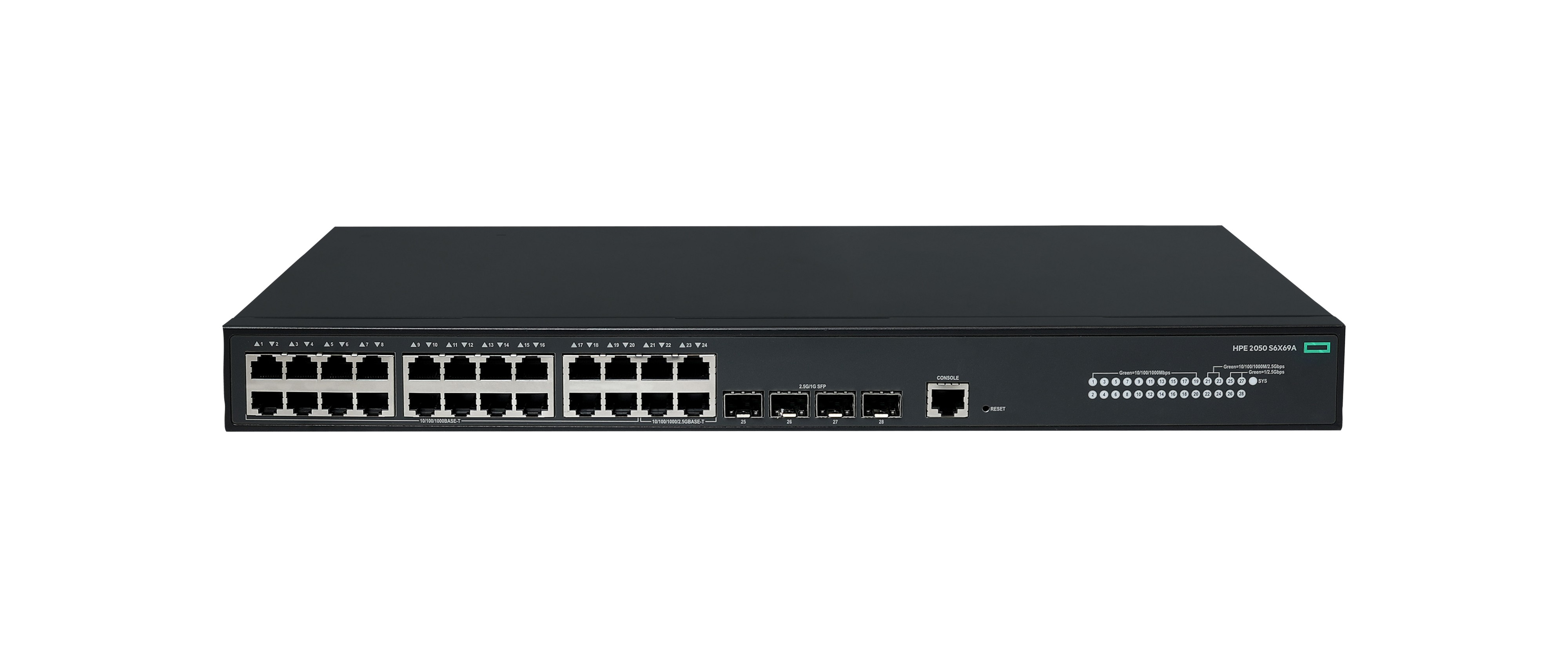 S6X69A - HPE Networking Comware 5050EI 20p 10/100/1000BASE-T 4P Smart Rate 1/2.5GbE 4p SFP 1G/2.5G AC Switch - Switch - L3 - managed - 20 x 10/100/1000Base-T + 4 x 1/2.5GBase-X + 4 x 1/2.5 Gigabit SFP (uplink / stacking)
