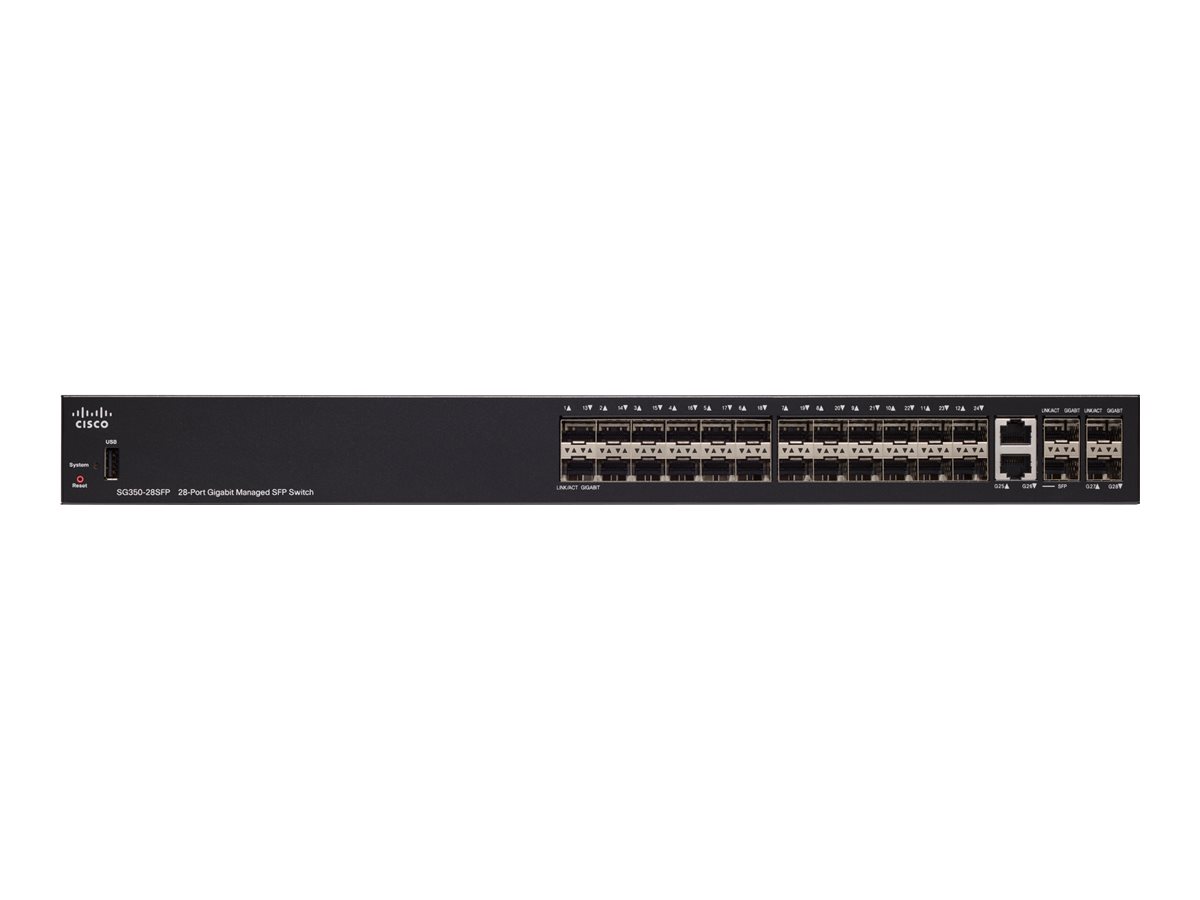 SG350-28SFP-K9-EU - Cisco SG350-28SFP Switch, L3, 24x Gigabit SFP slots, 2x 1G Combo ports