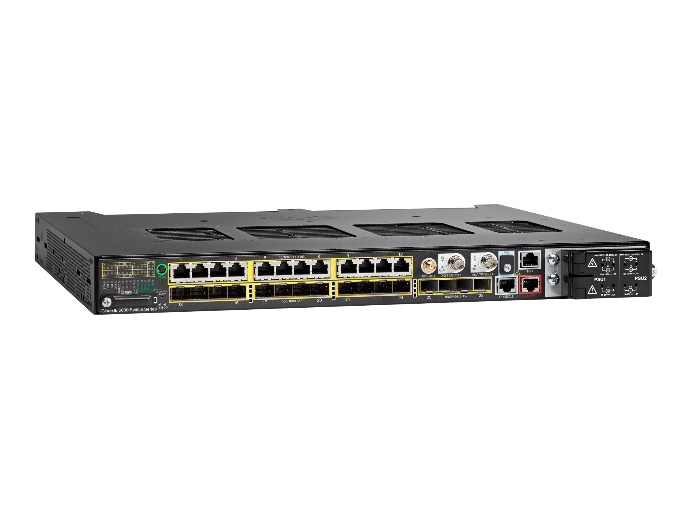 IE-5000-12S12P-10G - Cisco Industrial Ethernet 5000 Series - Switch - managed - 4 x 1 Gigabit / 10 Gigabit SFP+ + 12 x Fast Ethernet/Gigabit SFP + 12 x 10/100/1000 (PoE+)