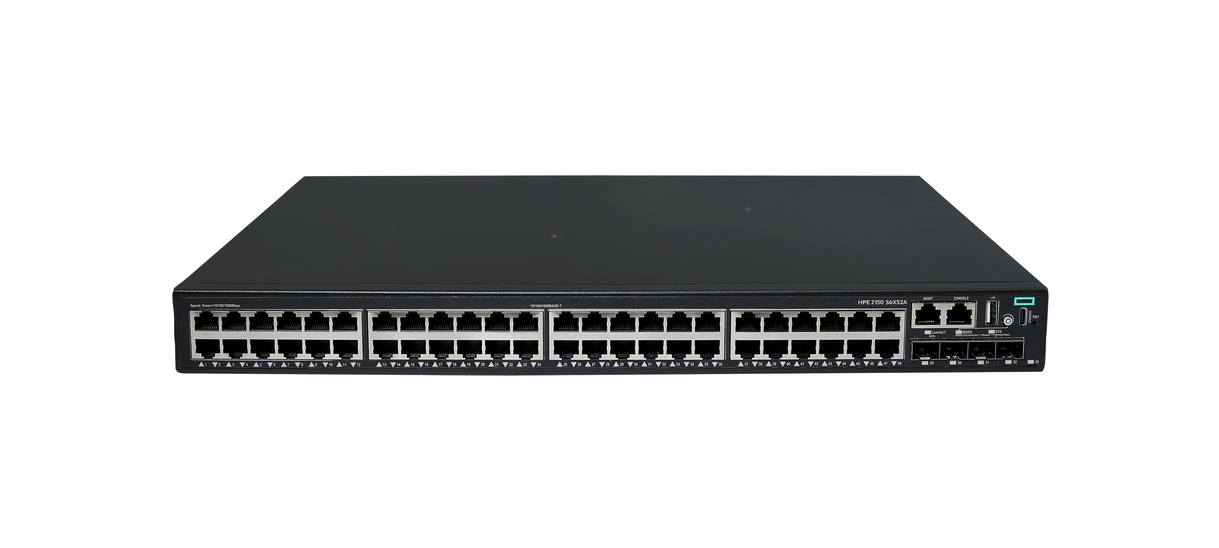 S6X52A - HPE Networking Comware 2150 48p 10M/100M/1G 4p SFP+ 1G/10G - Switch - L3 - managed - 48 x 10/100/1000Base-T + 4 x 1 Gigabit / 10 Gigabit SFP+ (Uplink / Stacking)