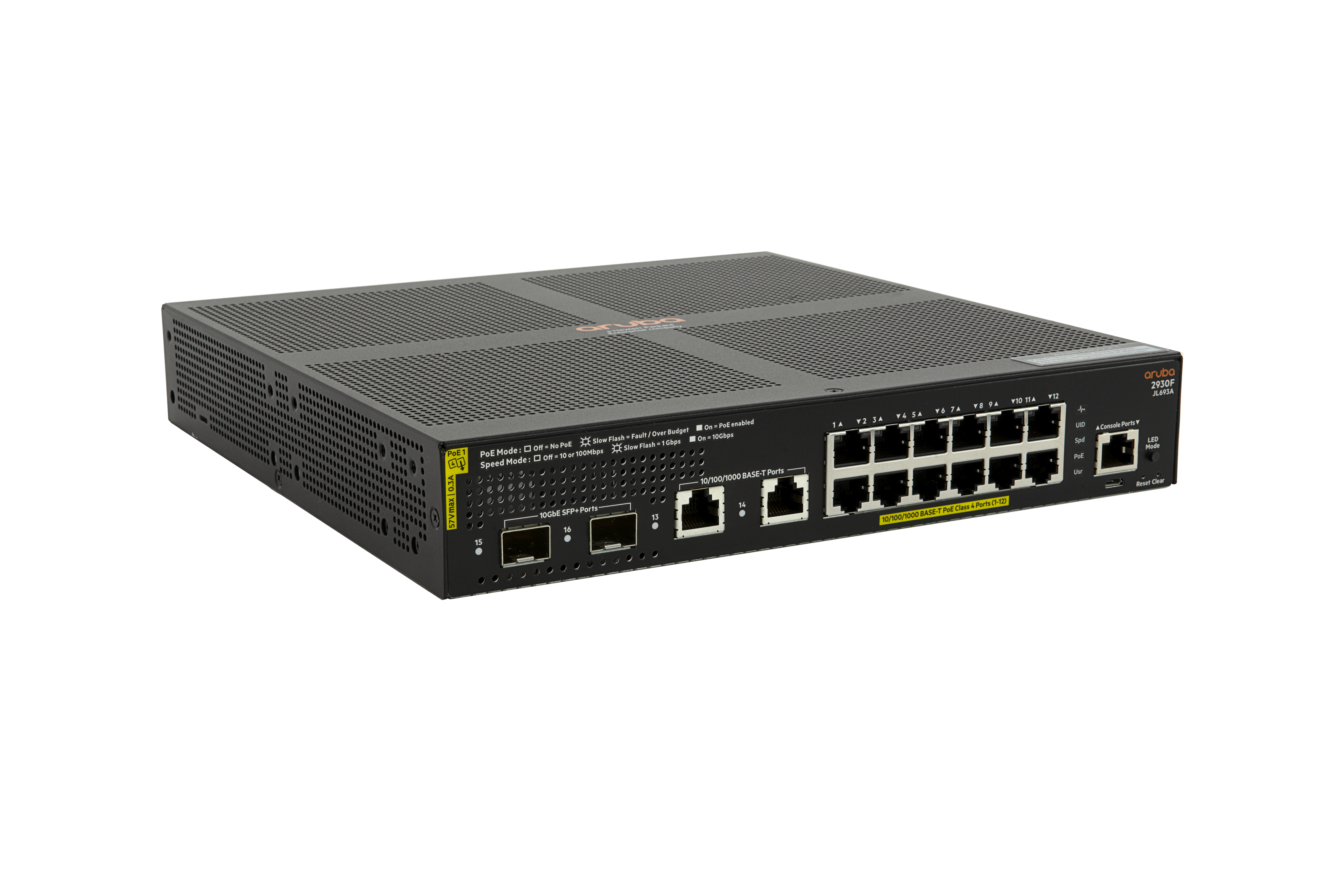JL693A - HPE Aruba 2930F 12G PoE+ 2G/2SFP+ Switch - L3, 12 x 10/100/1000 (PoE+)