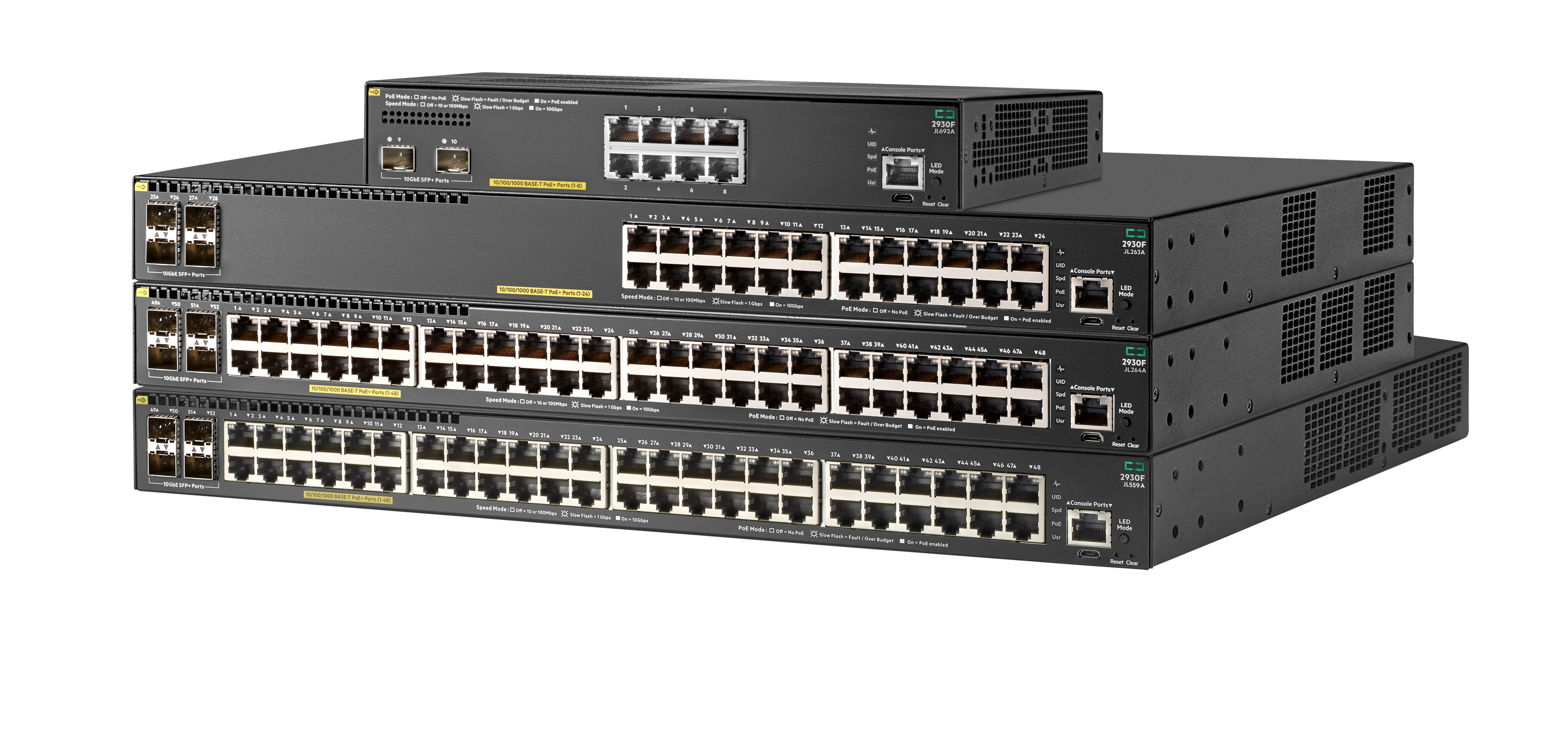 JL559A - HPE Aruba 2930F 48G PoE+ 4SFP+ TAA Switch, L3 managed, 48x 10/100/1000