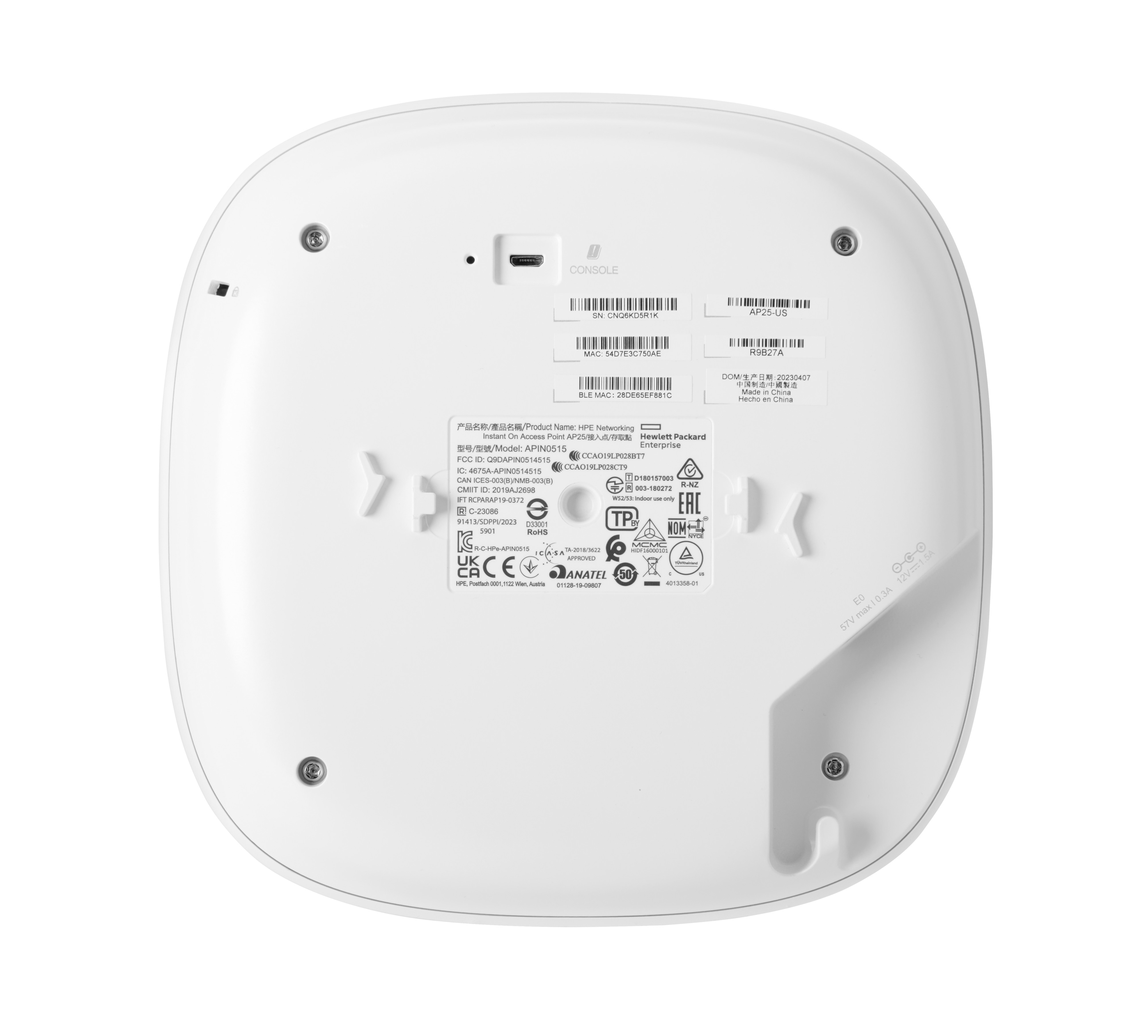S0G22A - Punto de acceso HPE Aruba AP25 - Wi-Fi 6 - PoE+ - Para interiores - Antenas internas