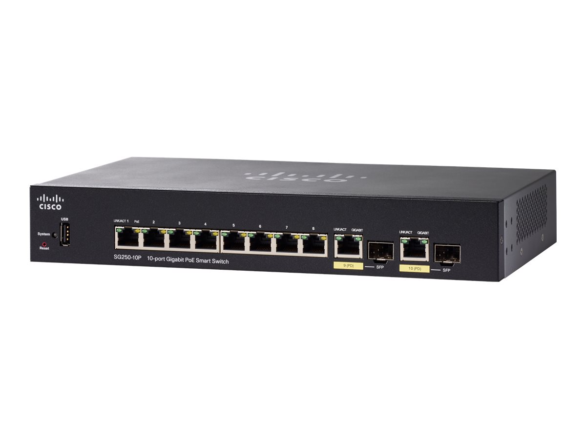 SG250-10P-K9-EU - Cisco 250 Series PoE+ Smart Switch, 8 x 10/100/1000