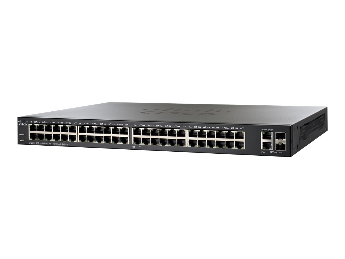 SF220-48P-K9-EU - Cisco 220 Series Managed PoE Switch, 48 x 10/100
