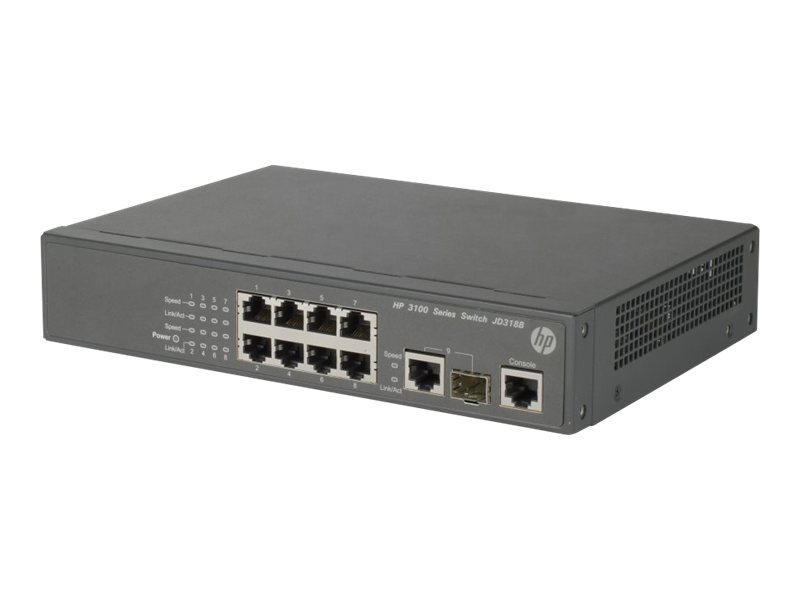 JD318B - HPE 3100-8 V2 EI Switch - Switch - managed - 8 x 10/100 + 1 x Kombi-Gigabit-SFP