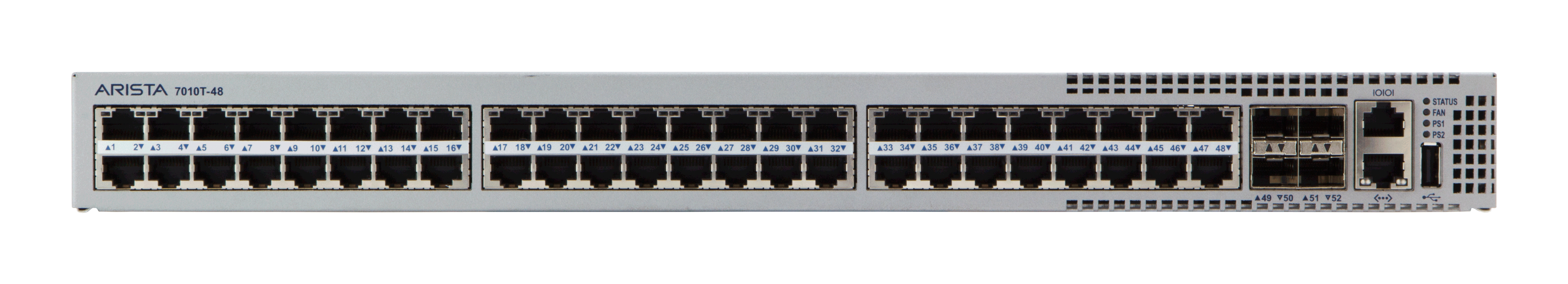 DCS-7010T-48-F - Arista 7010T-48 - Switch - L3 - managed - 48 x 10/100/1000 + 4 x 1 Gigabit/10 Gigabit SFP+ (Uplink)
