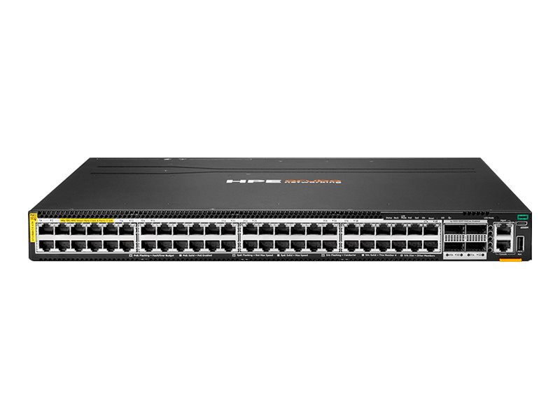 S0X44A - HPE Aruba Networking CX 6300M 48p SR10 PTP/AVB Class8 PoE 4p 100G MACsec TAA Switch - Switch - solo montaje horizontal en superficie - L3 - managed - 48 x 1/2.5/5/10GBase-T (PoE++)