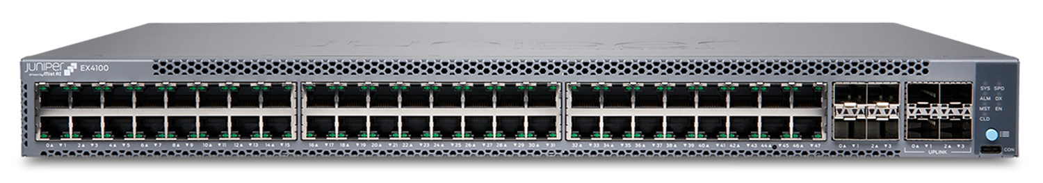 EX4100-48P - Juniper EX Series EX4100-48P - Switch - L3 - managed - 48 x 10/100/1000Base-T + 16 x 1Gb Ethernet + 4 x 1/10 Gigabit (Uplink)