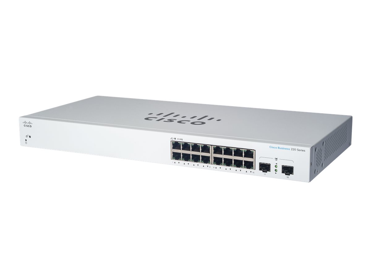CBS220-16P-2G-EU - Cisco Business 220 Series Switch, Smart, 16x 10/100/1000 (PoE+)