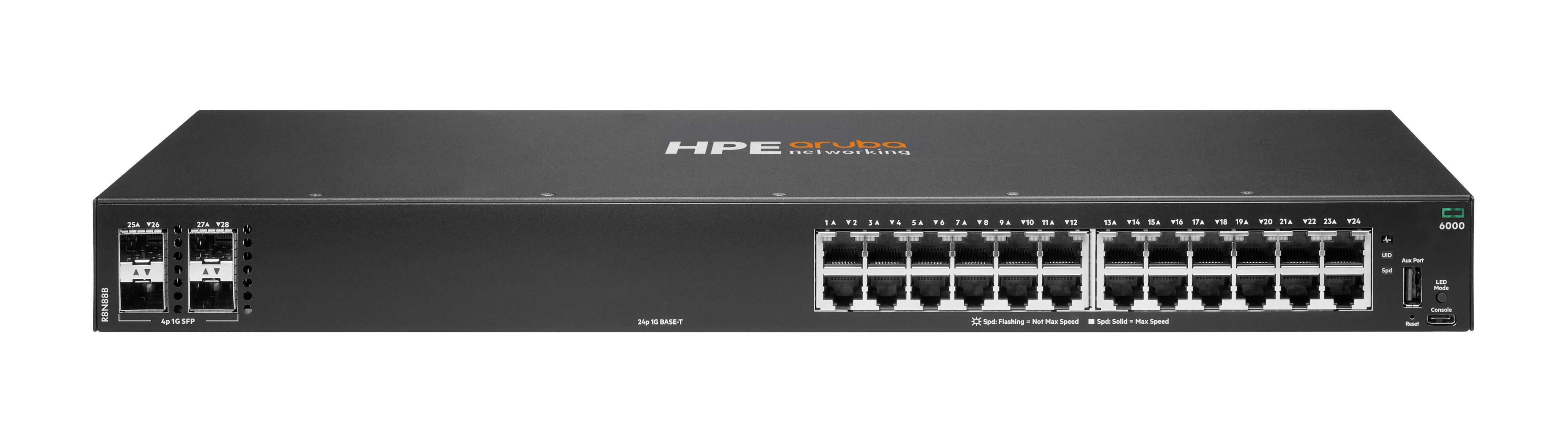 R8N88B#ABB - HPE Aruba Networking CX 6000 24p 10M/100M/1G 4p SFP 1G Switch - Switch - managed - 24 x 10/100/1000 + 4 x Gigabit SFP (Uplink)