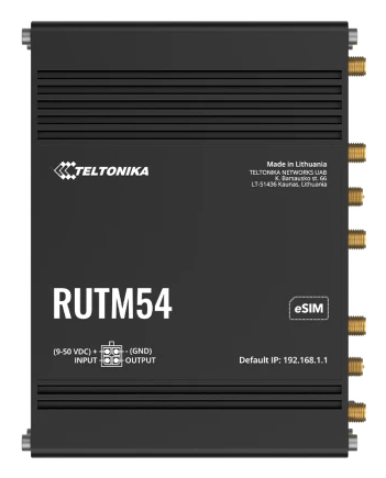 RUTM54 – Teltonika RUTM54, Wi-Fi 5 (802.11ac), dual-band (2.4 GHz/5 GHz), Ethernet/LAN, 5G, black, industrial router