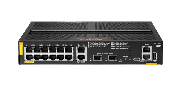 R8V13A - HPE Aruba 6200F 12G PoE 2G/2SFP+ 139W TAA Switch, L3 Managed, 12x 10/100/1000 (PoE+)