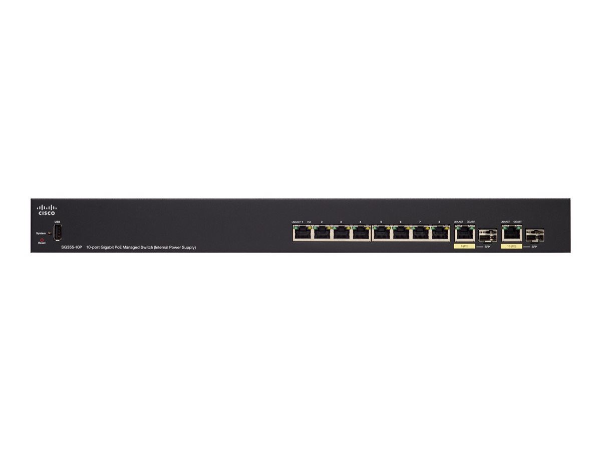 SG355-10P-K9-EU - Commutateur Cisco Business 350 - 10 ports - Géré L3 - PoE+
