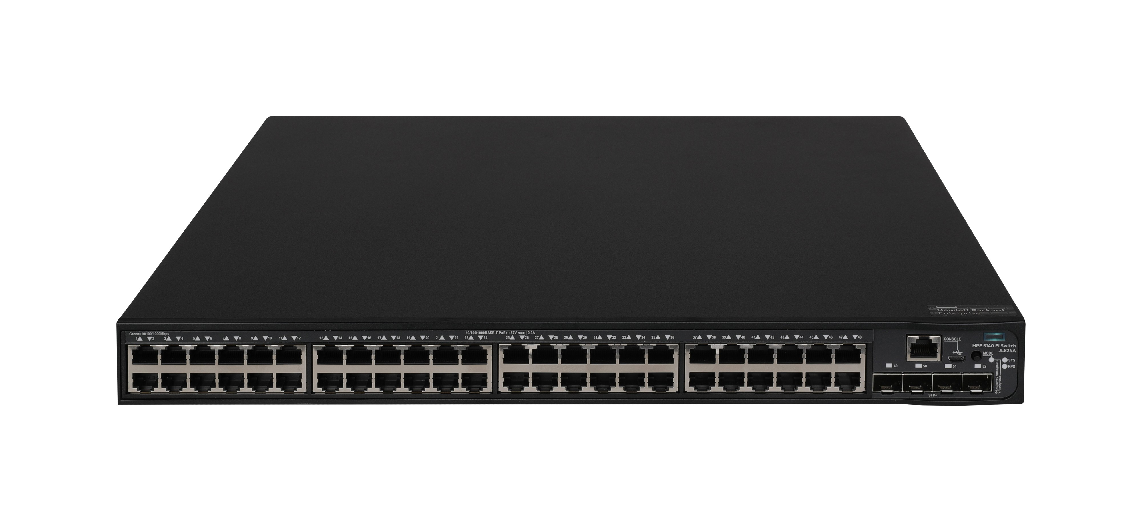 JL824A - HPE Networking Comware Switch 48G PoE+ 4SFP+ EI 5140, Managed, L3, Gigabit Ethernet (10/100/1000), Power over Ethernet (PoE), Rack-Einbau, 1U