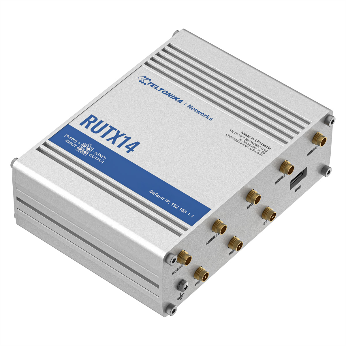RUTX14 – Teltonika RUTX14 – Mobile network router – Silver – Aluminium – Performance – Status – WAN – Gigabit Ethernet – 10, 100, 1000 Mbit/s