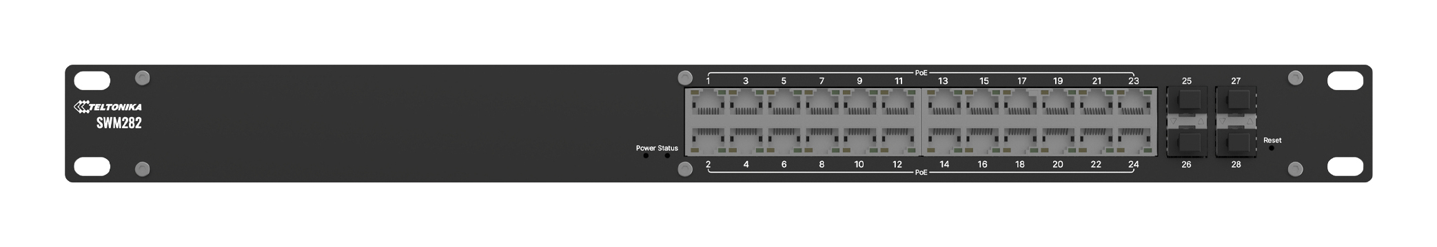 SWM282000200 - Teltonika SWM282, Managed, L2+, Gigabit Ethernet (10/100/1000), Power over Ethernet (PoE), Rack-Einbau