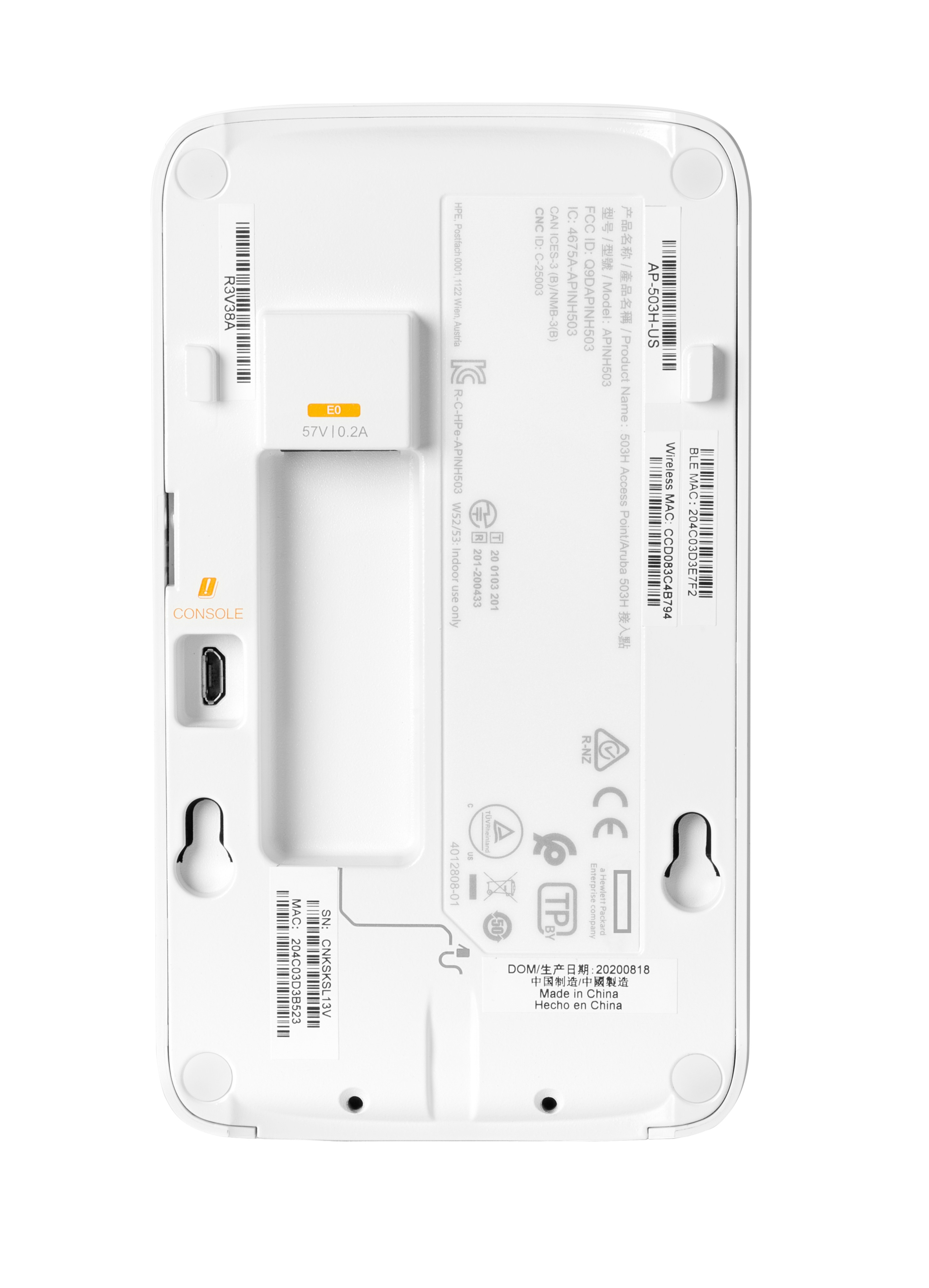 R3V36A - Punto de acceso HPE Aruba AP-500H - Wi-Fi 6 - PoE - Interior - Antenas internas