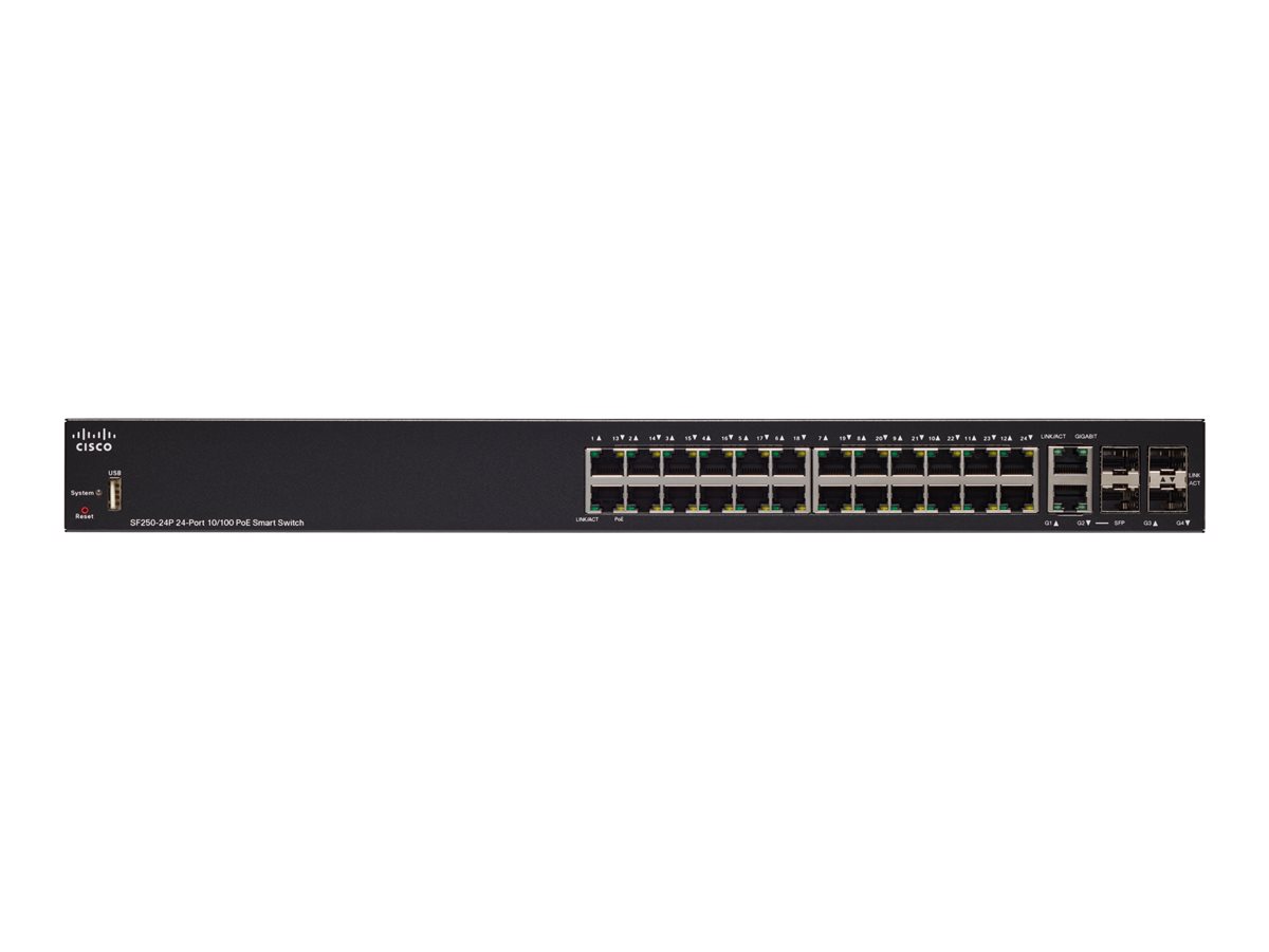 SF250-24P-K9 - Cisco 250 Series SF250-24P - Switch - Smart - 24 x 10/100 (PoE+)