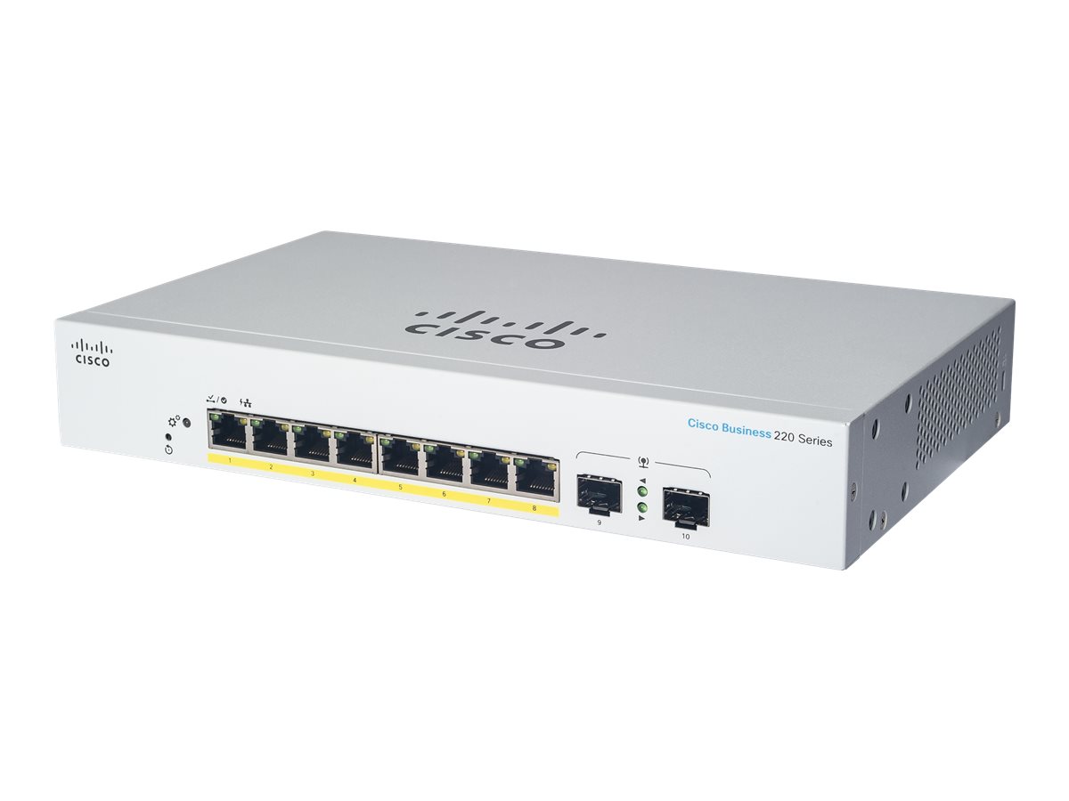 CBS220-8P-E-2G-EU - Cisco Business 220 Series CBS220-8P-E-2G - Switch - Smart - 8 x 10/100/1000 (PoE+)