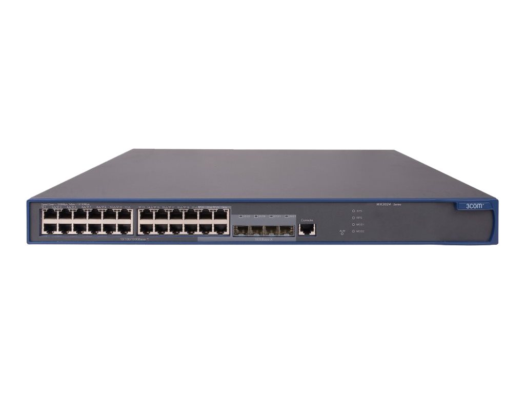JD449A - HPE 3000-24G-PoE+ Wireless Switch - Switch - L3 - managed - 24 x 10/100/1000 (PoE)