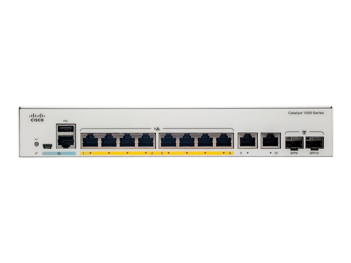 C1000-8FP-2G-L - Conmutador Cisco Catalyst 1000 - 8 puertos - Gestionado de capa 2 - PoE+