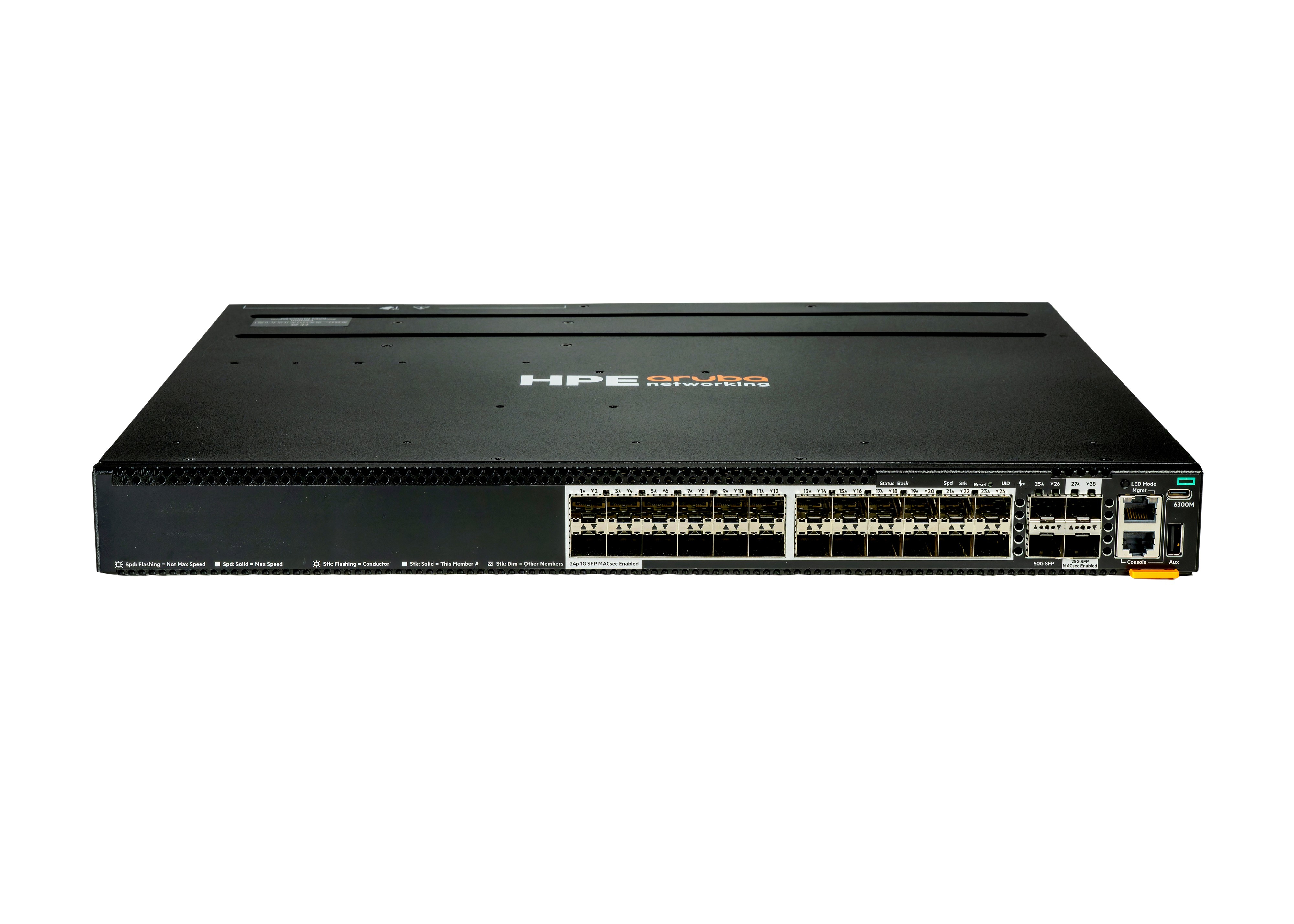 S4P44A - HPE Aruba Networking CX 6300M 24p SFP 1G 2p SFP56 50G 2p SFP28 25G MACsec Switch - Switch - L3 - managed - 24 x Gigabit SFP + 2 x 10 Gigabit / 25 Gigabit SFP + 2 x 10 Gigabit / 25 Gigabit / 50 Gigabit SFP (Uplink / Stacking)