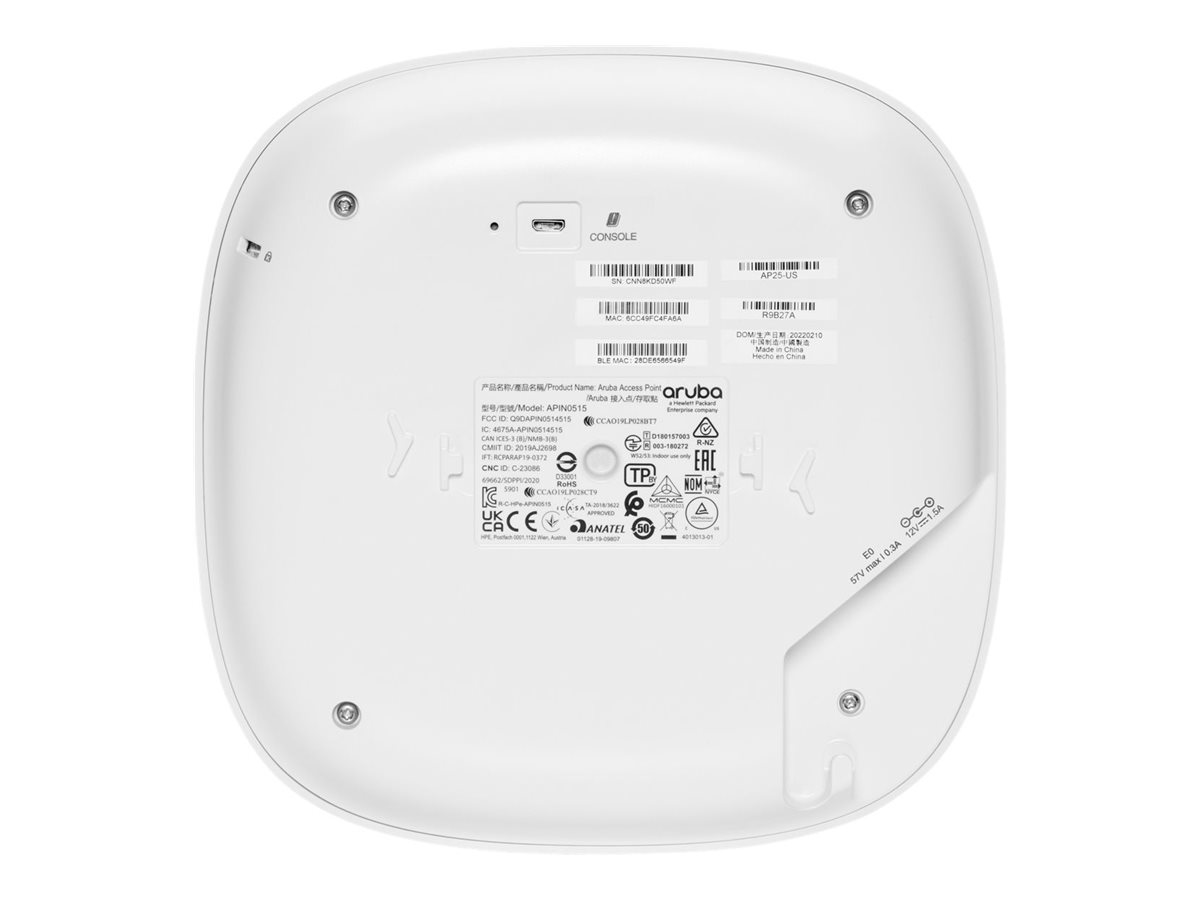 R9B33A - Punto de acceso HPE Aruba AP25 - Wi-Fi 6 - PoE+ - Para interiores - Antenas internas