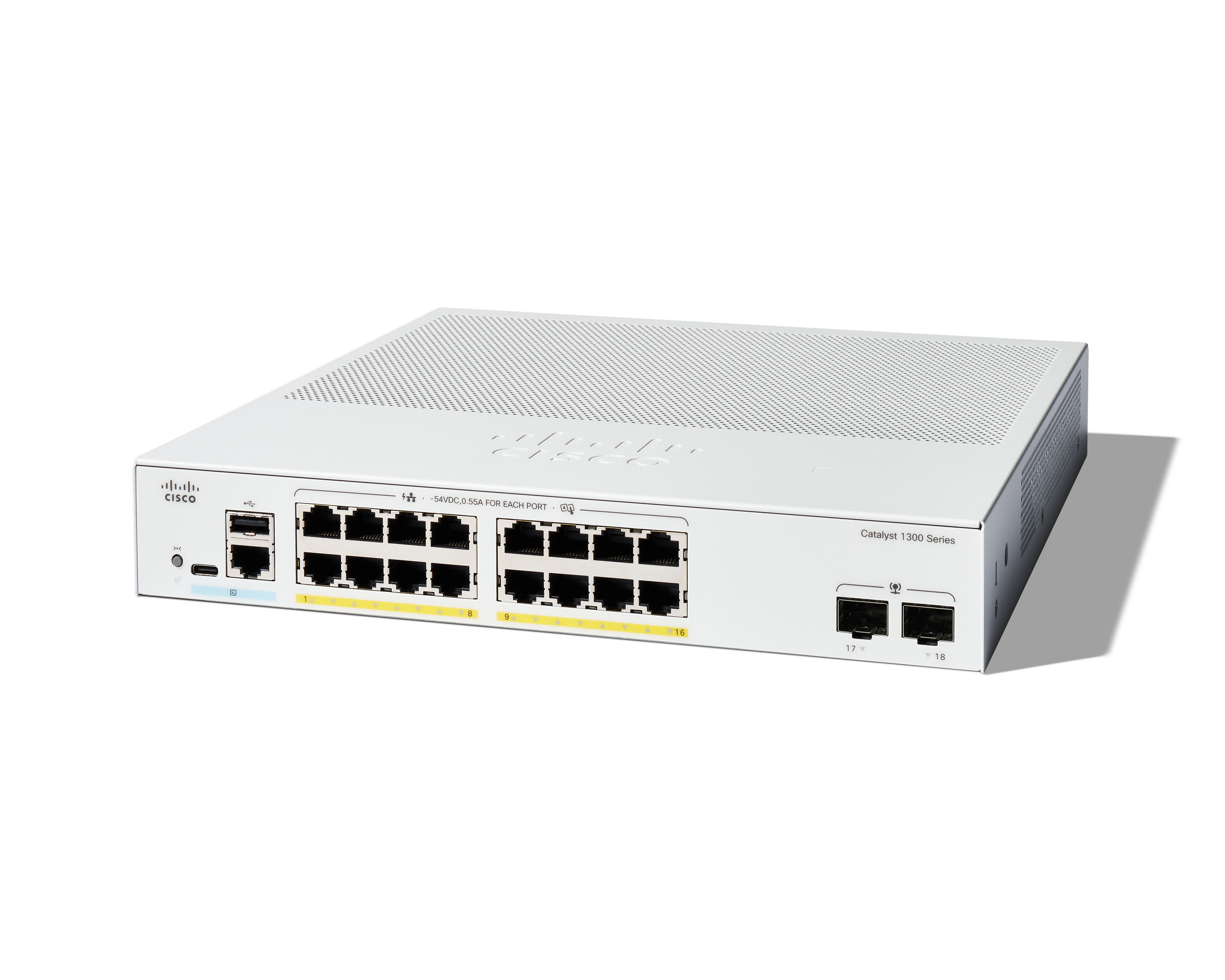 C1300-16P-2G - Cisco Catalyst Switch, L3 managed, 16x 10/100/1000 (PoE+)